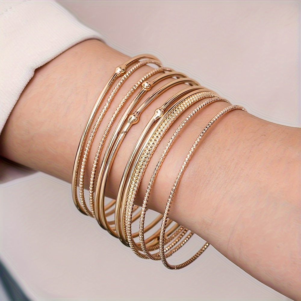 

10 Pcs/set Middle Eastern Style Bracelet - Luxury Golden Bangle For