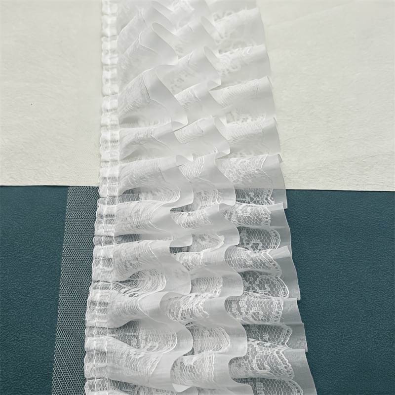 TEMU Long, 12cm Wide 3-layer Dimensional Chiffon Lace Trim - Suitable For Pleated Skirt Hem, Cuffs, Clothing Decoration
