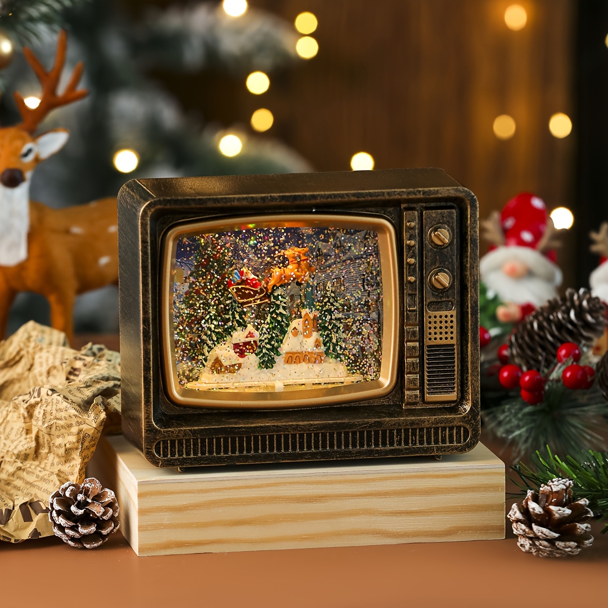 1pc christmas music box snow filled water filled tv night - Temu