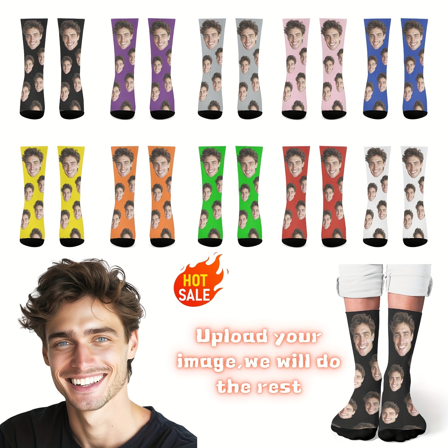 

Custom Face Socks, Personalized Funny Gift Crew Socks With Photo Customized, Novelty Trendy Party Present Socks For Men Women