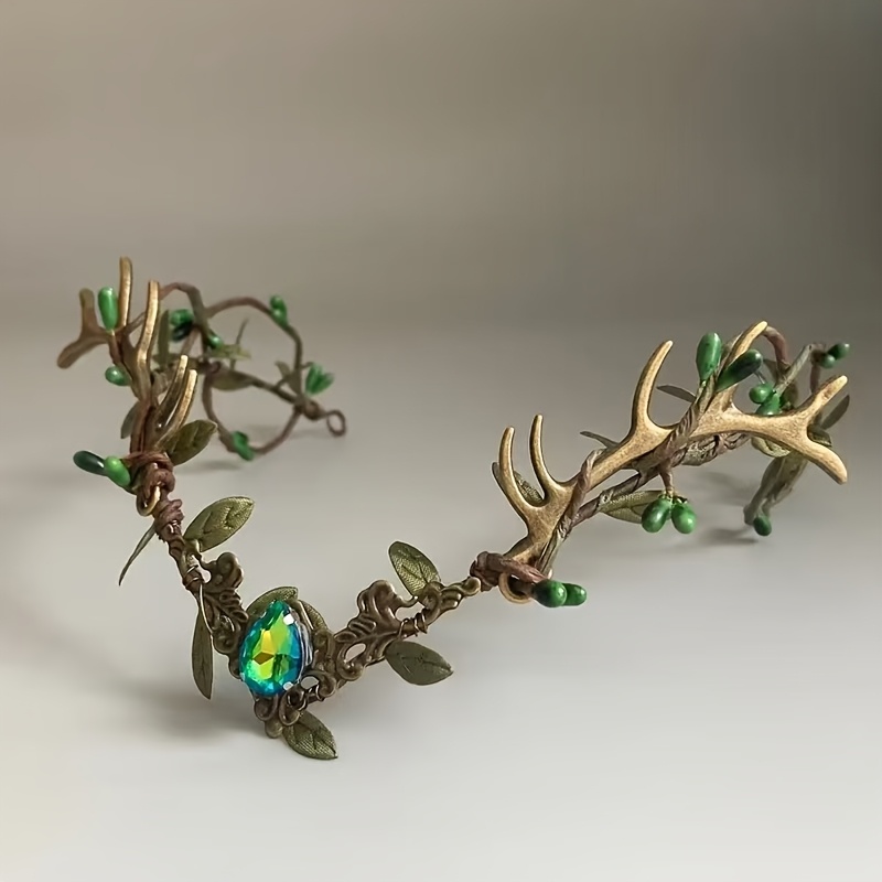 TEMU Une couronne de fée avec des , un diadème d'elfe de la forêt avec des réglables aux extrémités pour la taille, une couronne de , une tiare lune