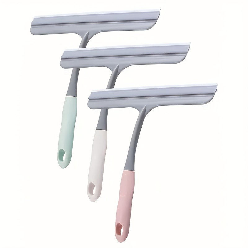 TEMU 3pcs Multifunctional Glass & Floor Rubber Handle Wiper - Wall Mountable Window Wiper For Home, Car, Bathroom Cleaning - Plastic For Bedrooms, Toilets, Kitchens