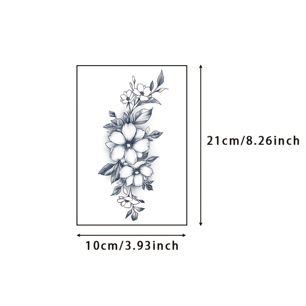 Image of Realistic And Long-lasting Temporary Tattoo Stickers Featuring Floral Designs For The Forearm, Waterproof And Resistant To Wear, Lasting 7-15 Days