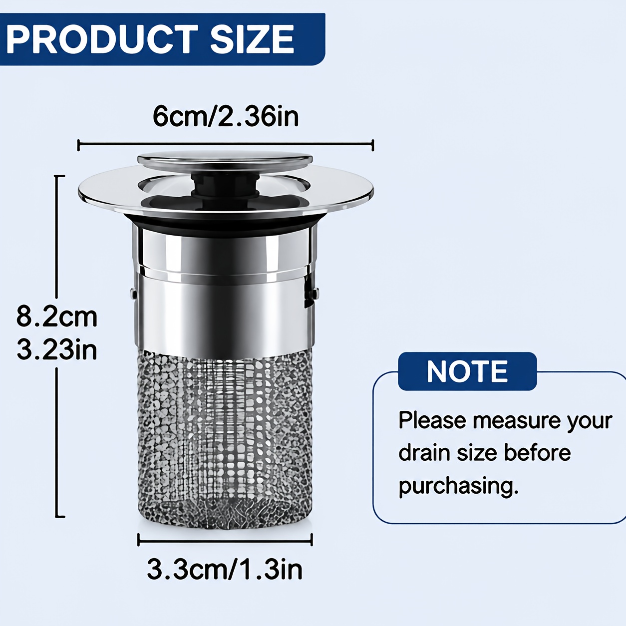 TEMU Stainless Steel Telescopic Sink Drain Plug, Bathroom Hair Filter, Easy-to-install And Clean Double-layer Anti-slag Filter With Removable Shield,