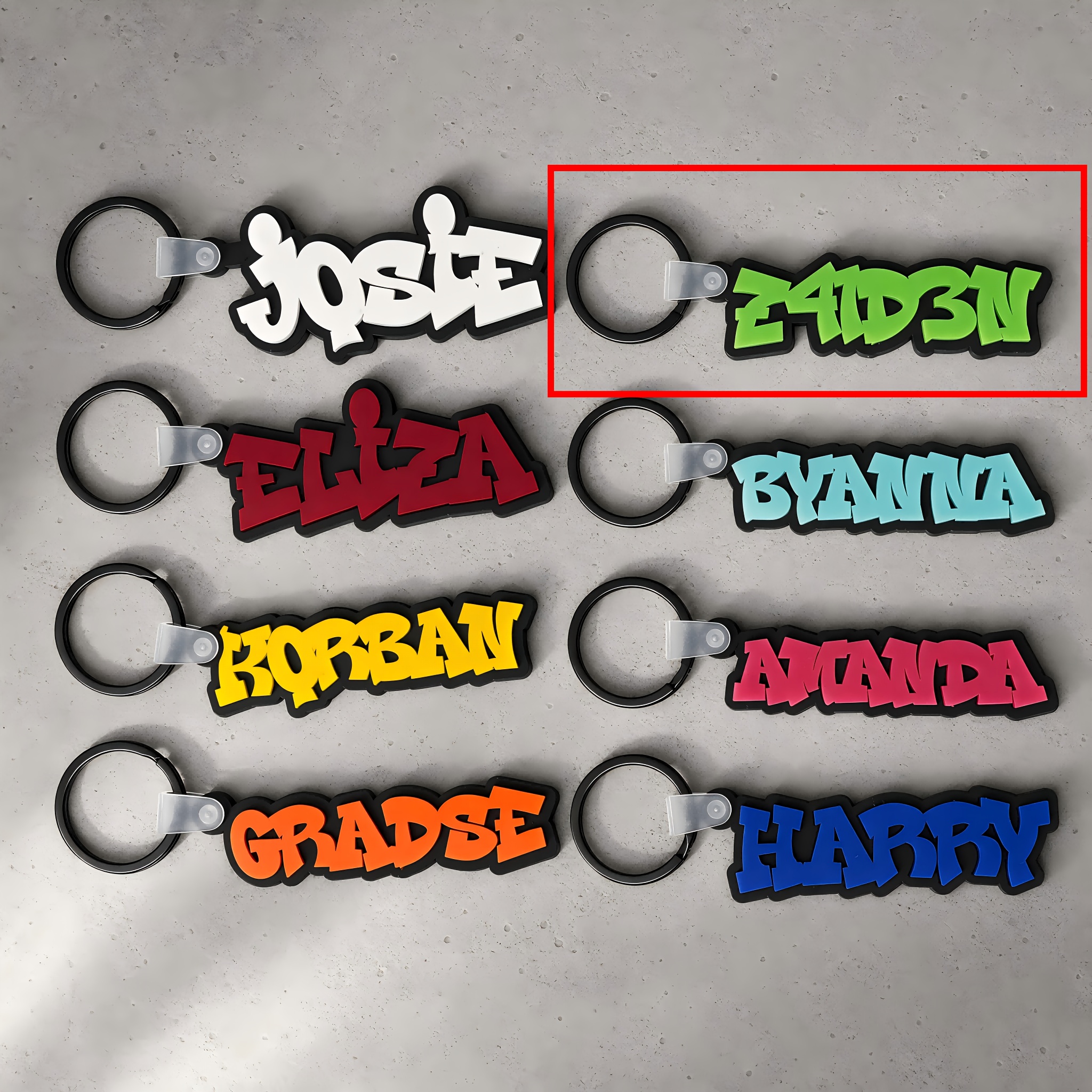 TEMU Christmas Gift,2d Flat, [2026 Season Edition] 1pc Private Personalized Custom 3d Printed Graffiti Name Keychain, Urban Streetwear Bag Charm,