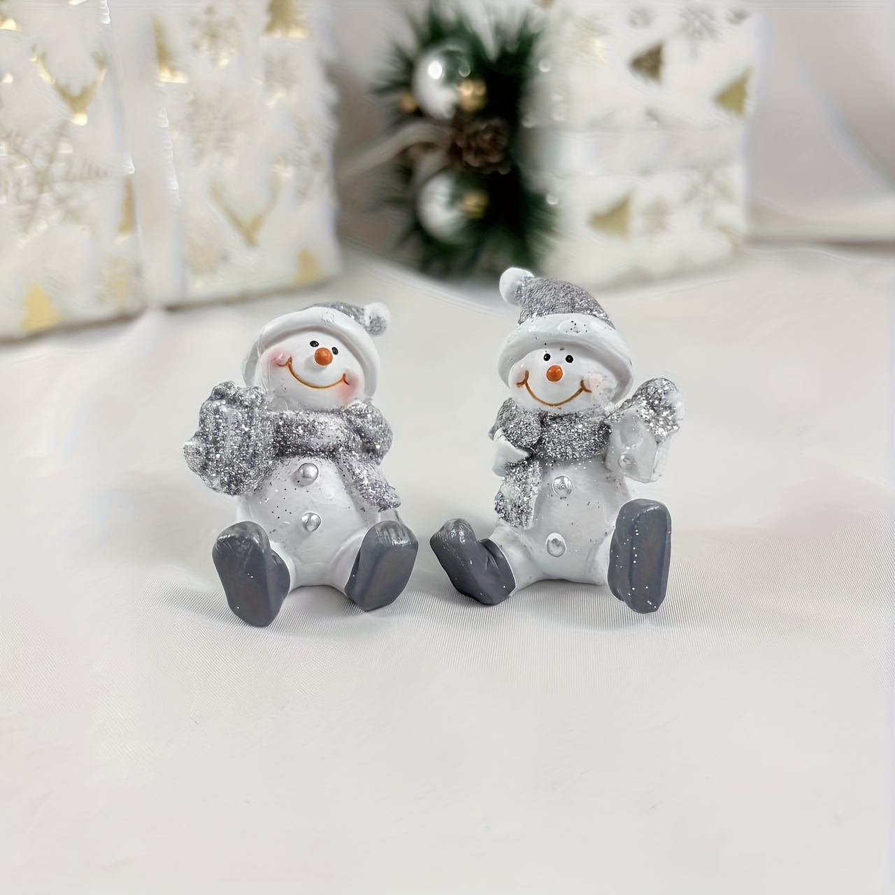 Mini Snowman Collectible Figurines Set Of 2 - Christmas, Halloween, Thanksgiving, Valentine's Day Decor - Snowman And Snowman Collectible Home Decor