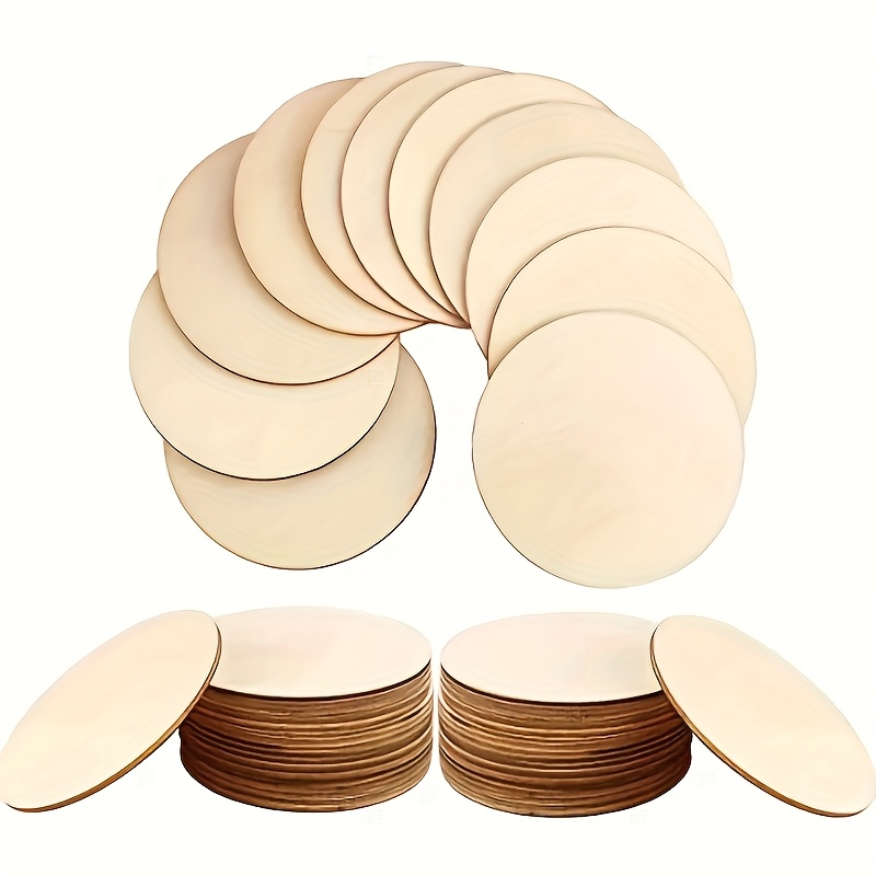 Image of 20pcs Round Wooden Slices, Blank Wooden Discs For Painting, Dyeing, Diy Crafts, Home Decor, Bedroom Decor, Room Decor, Background Decor, Birthday Decor - Winter, New Year