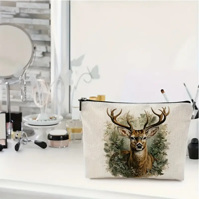chic deer pattern linen makeup bag secure zipper lightweight - Temu Mauritius chic deer pattern linen makeup bag secure zipper lightweight - Temu Mauritius