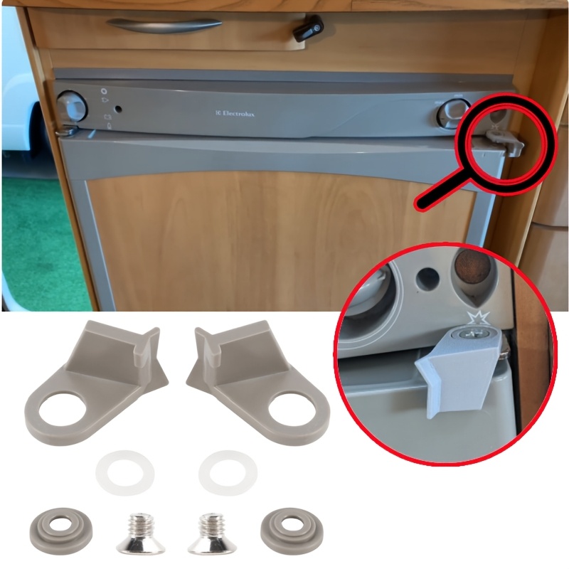 E-shop Zwei Sätze 241234560 Typ Türschloss-Fangen für Wohnmobil-Kühlschränke, kompatibel mit Modellen, ohne Batterie