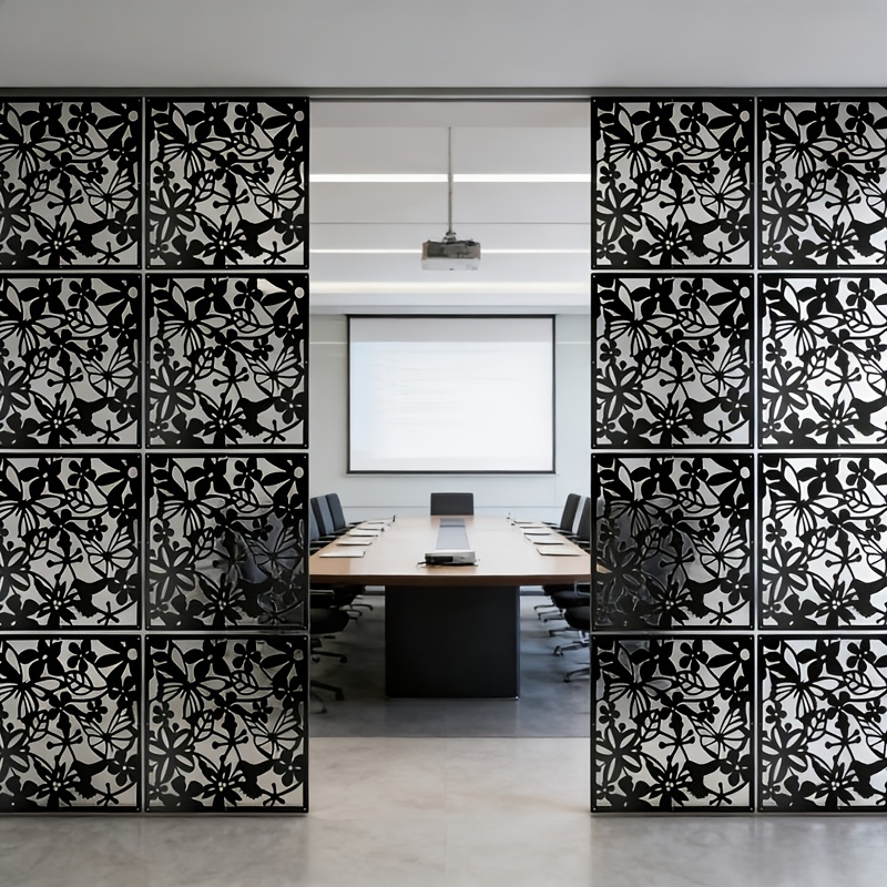 TEMU 11pcs Bohemian Room Divider Panels - Hanging Plastic Partition Screen With Flower Carving Patterns, Suitable For Living Room, Bedroom, Office,