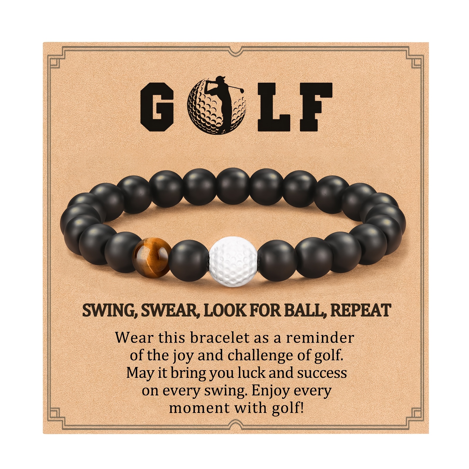 Image of Golf Bracelet Matte Onyx Protection Good Luck Bracelet Golf Lovers Gift For Birthday Colleagues Holiday Gift Fashion Sports Bracelet