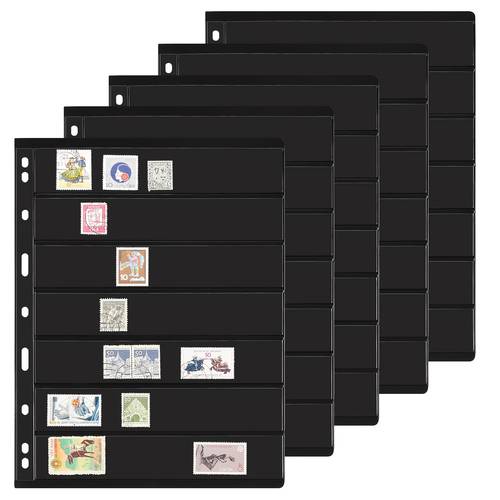 5 sheets 10 pages album pages 7 pockets stamp collection inserts double sided loose leaf 9 hole standard album sleeves for stamp collection binder