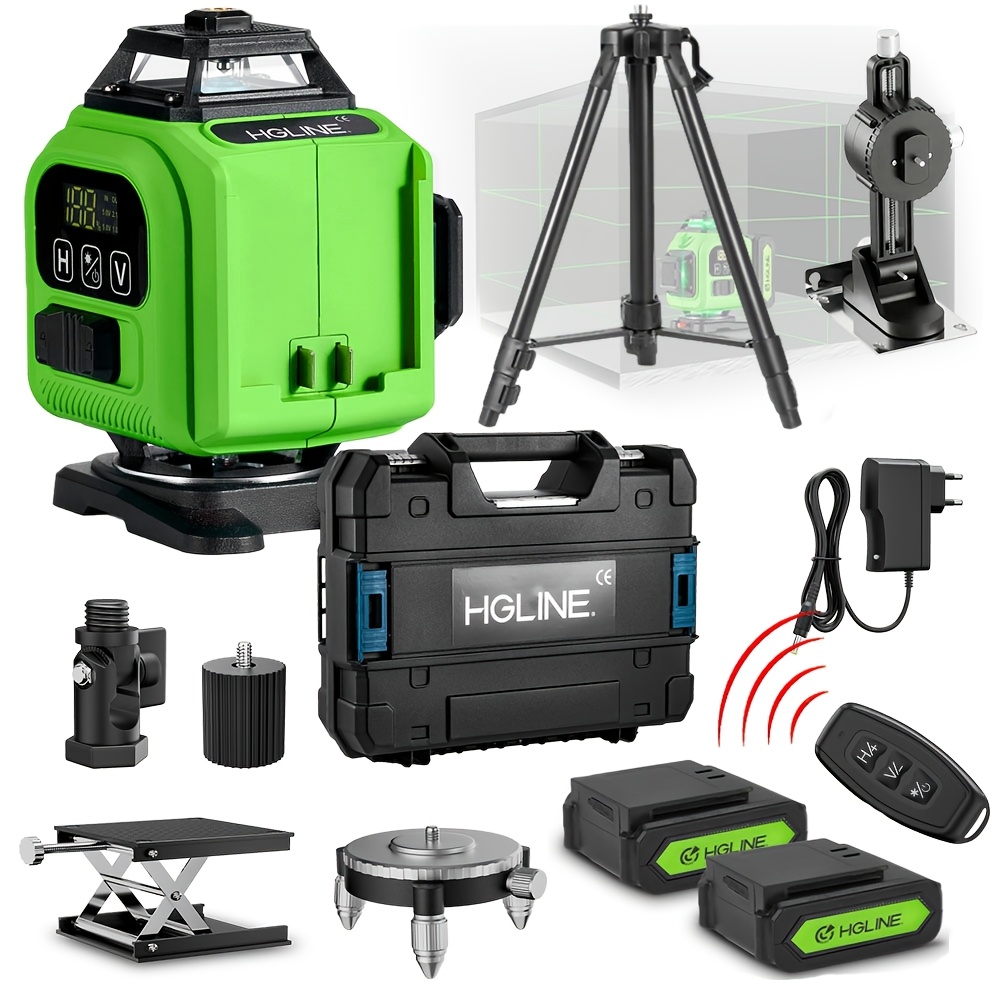 1 Set Laser Level, 16 Green Cross Lines, 4d Laser, With Rechargeable Battery, Level With Automatic Leveling Function, Perfect For Construction And Home Decoration