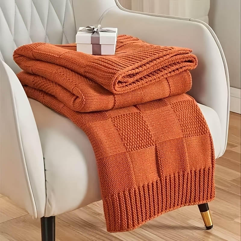 TEMU Solid Texture Blanket, Ribbed Edge Sofa Throw, Home Decor Background Decorative Carpet