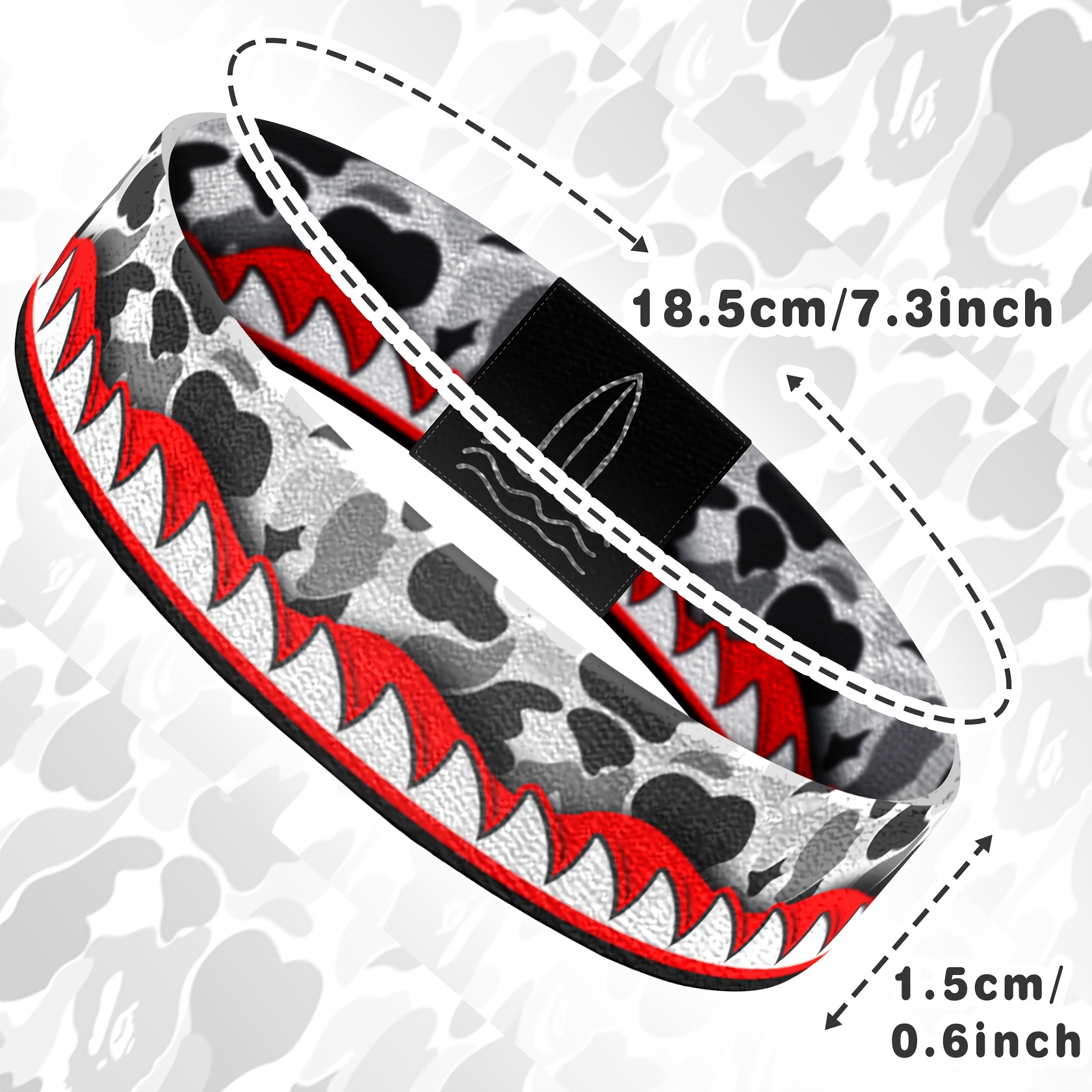 Ocean Shark Camouflage Print Stretch Surfing Wristband Set