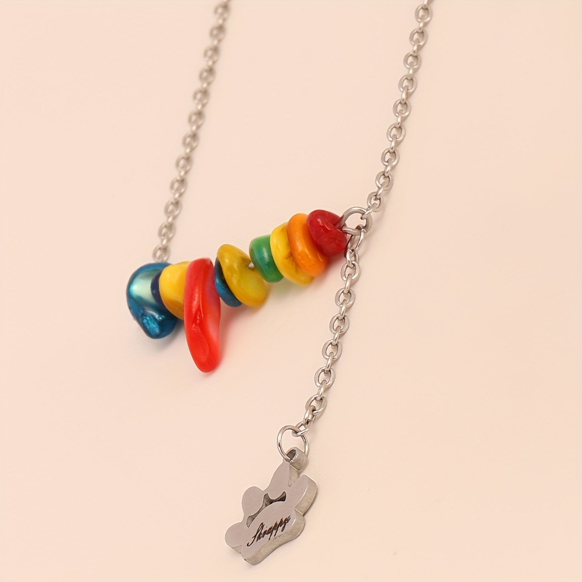 Personalized Women's Paw Print Necklace, Customizable Bohemian Gift