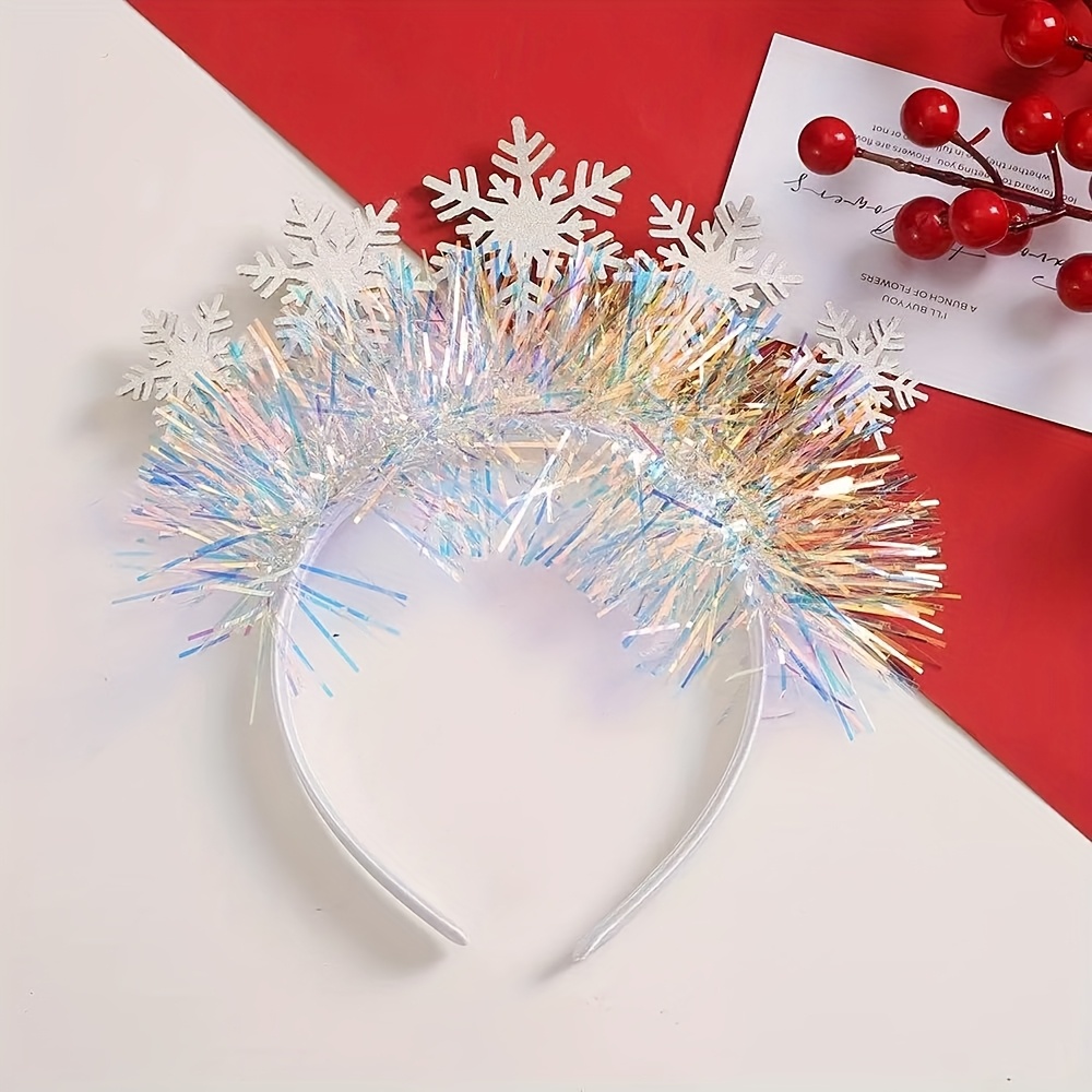 TEMU 1pc Christmas Snowflake Sequins Decorative Hairband Show Party Christmas Decoration Hair Card
