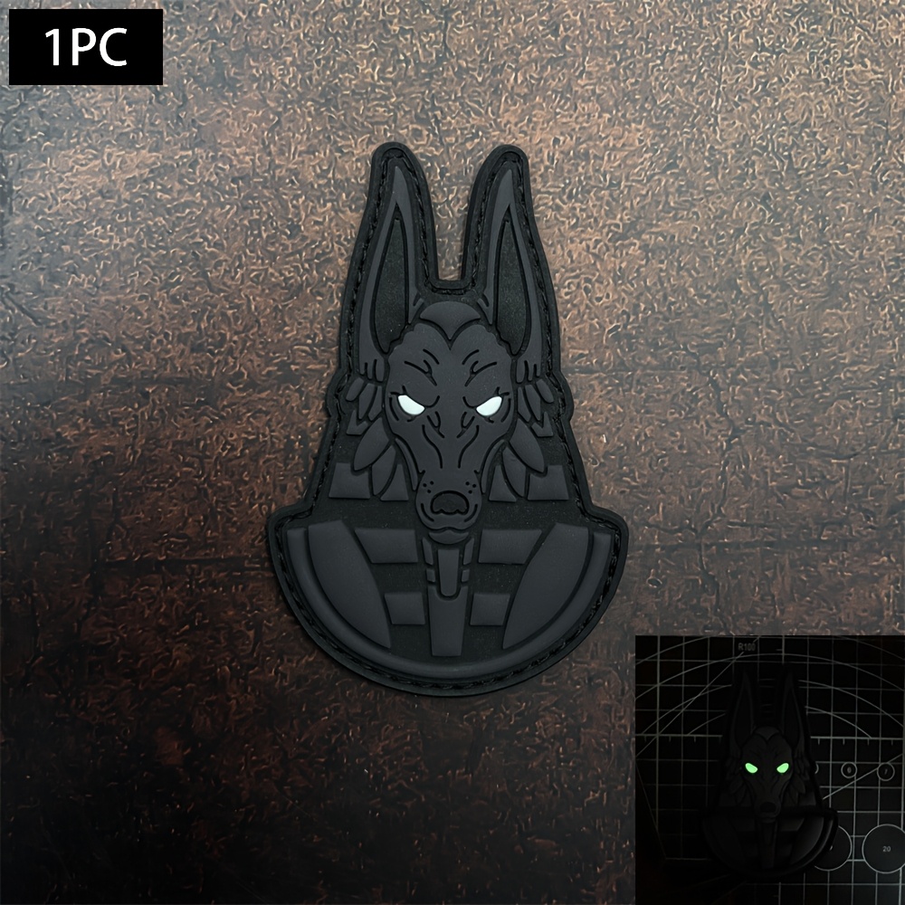 TEMU 1pc Black Wolf Pattern 3d Pvc Material Patch, Badge - , -the-dark Effect, Armbands, Backpacks, And Clothing Embroidery Patches