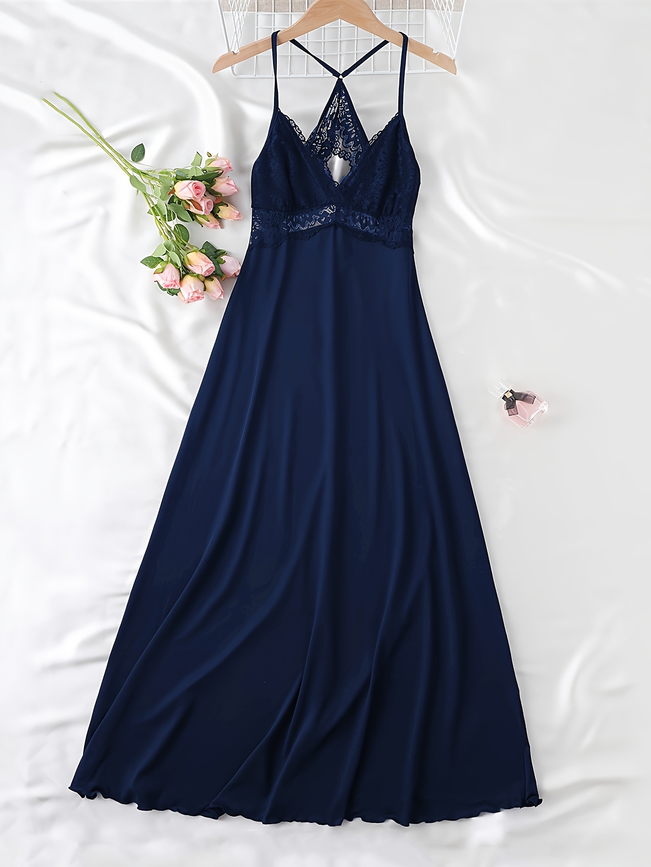 chinese dress ladies Zapaka Women Navy Lace A-Line Long Mother of The Bride Dress High Neck Long Sleeves Wedding Guest Dress, Navy / US22W