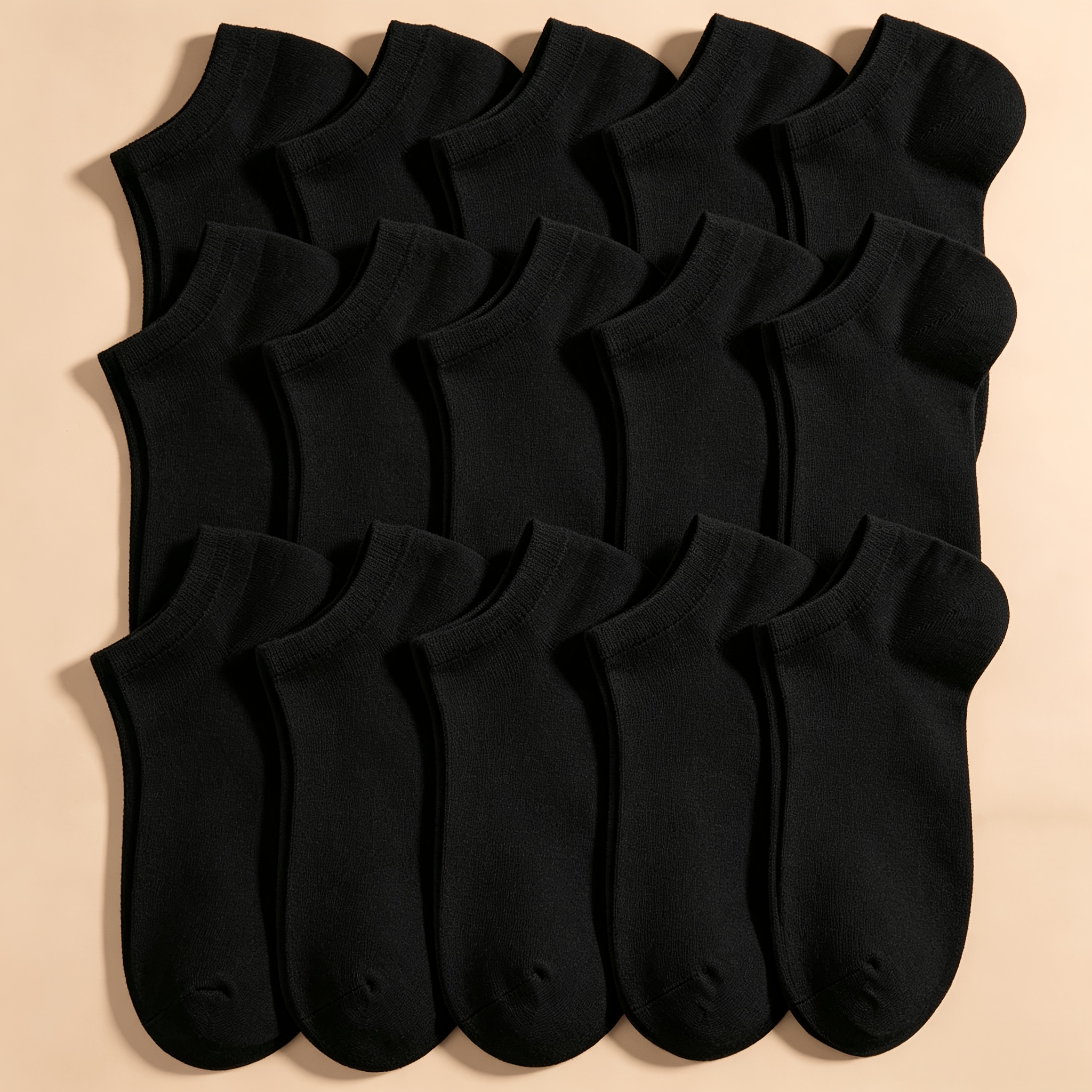 TEMU 15 Pairs Of Summer Unisex Solid Color Low-cut Shallow Socks