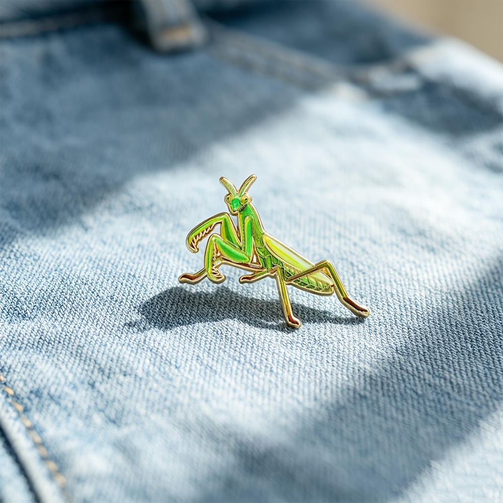 TEMU Épingle de revers émaillée SOLEVDO 1 pièce, broche métallique fantaisie réaliste religieuse verte, épingle de mode insecte nature pour hommes et