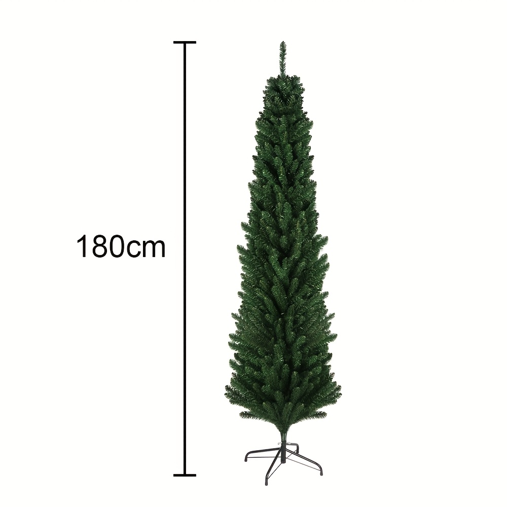 TEMU 180cm Premium Artificial Pencil Christmas Tree, Pencil Christmas Tree Slim Tree, Decorated Holiday Christmas Tree, With Legs, Realistic Pvc Tree