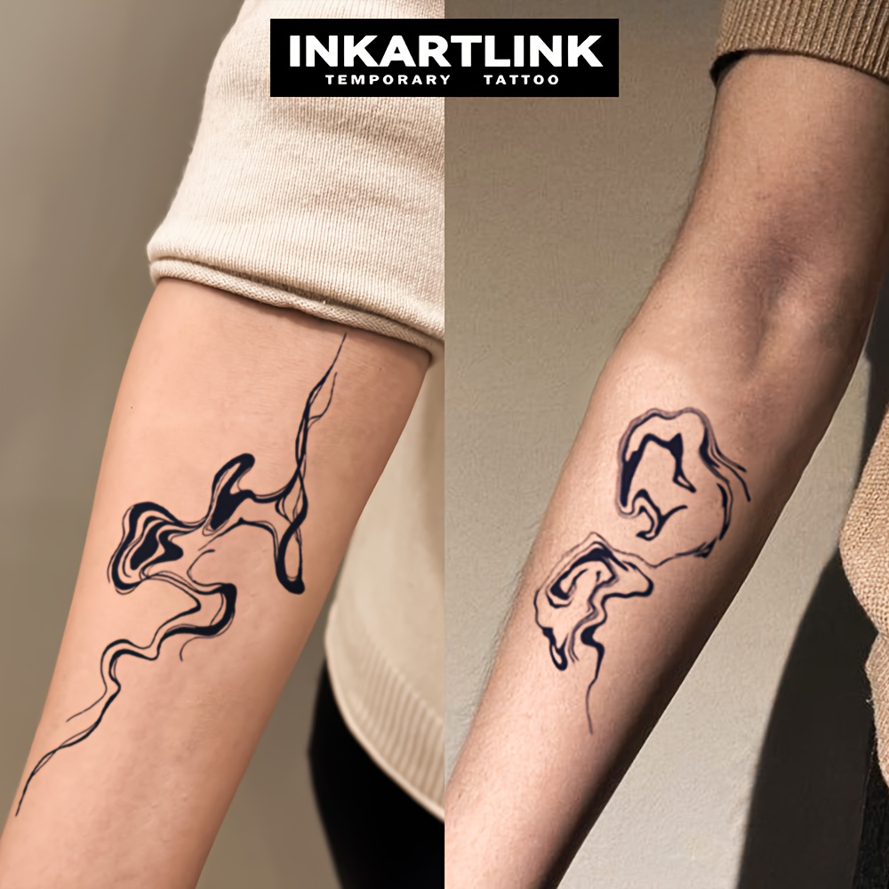 Inkartlink 2 Technology Tattoos, Semi-permanent Tattoos, Creative Ink Ripple Design, Temporary Tattoos, Fake Tattoos, Waterproof After Color Development, Real Tattoo , Plant Tattoos