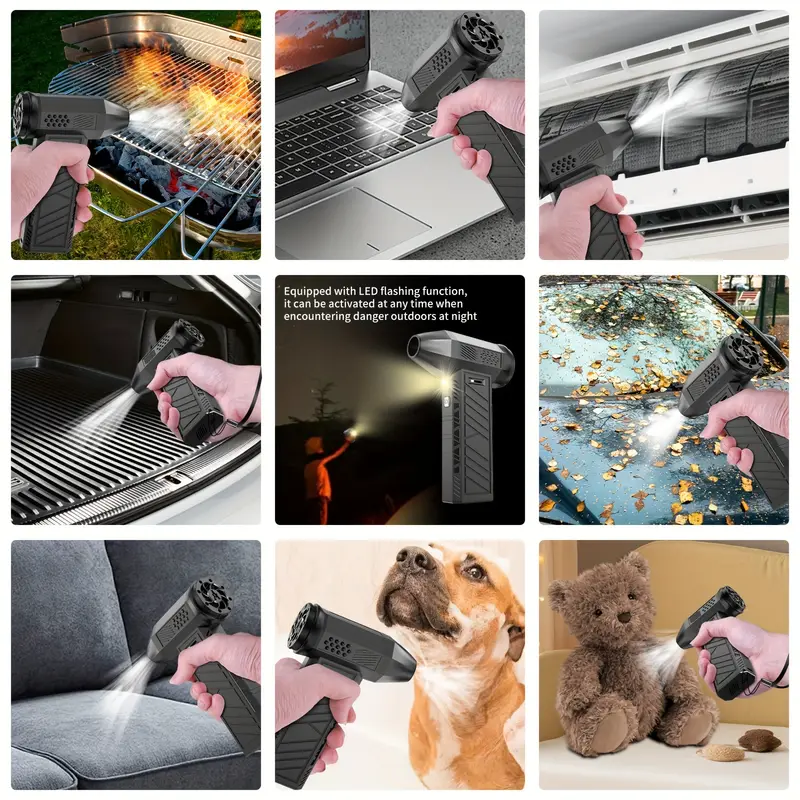 portable turbo blower 130000 rpm high speed handheld jet fan multi functional for bbq carbon production outdoor use battery usb powered 4000mah rechargeable battery 36v details 4