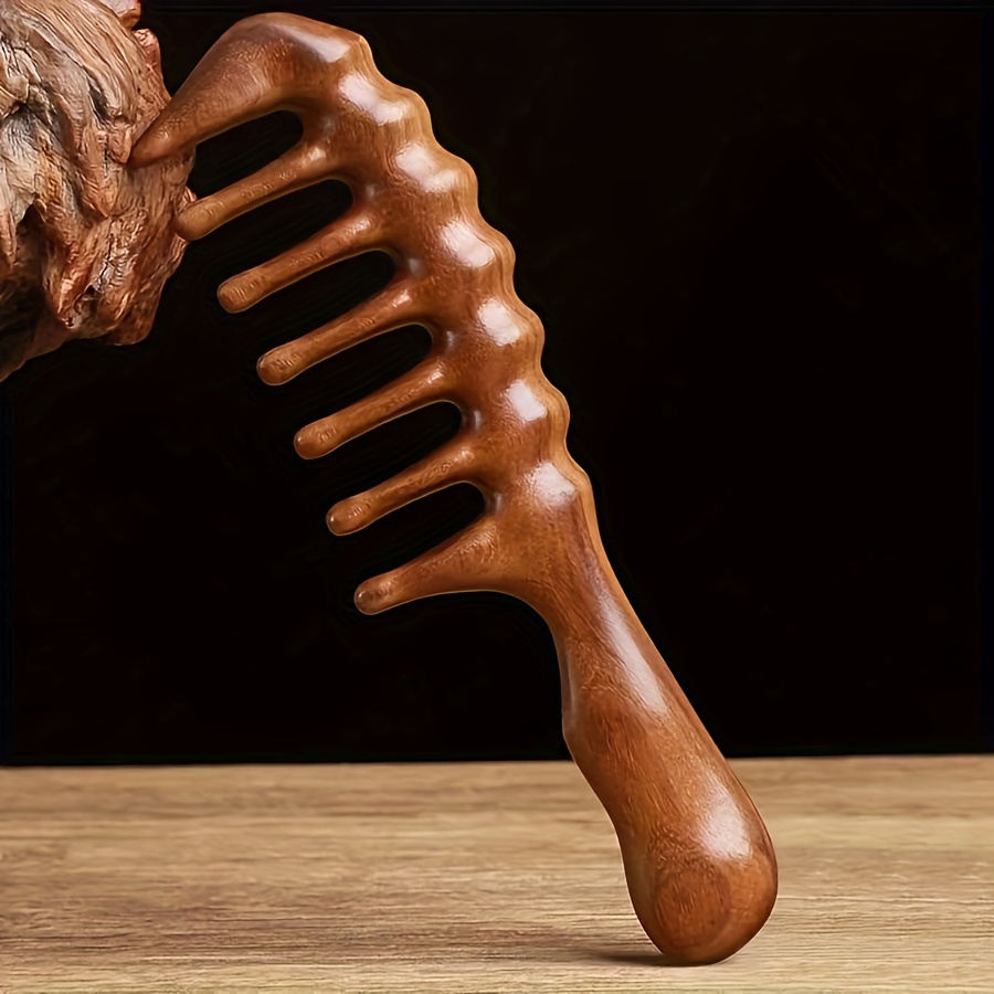 

Sandalwood Wide-tooth Comb For Curly Hair - Anti-static, Scalp Massage Brush For Home Use
