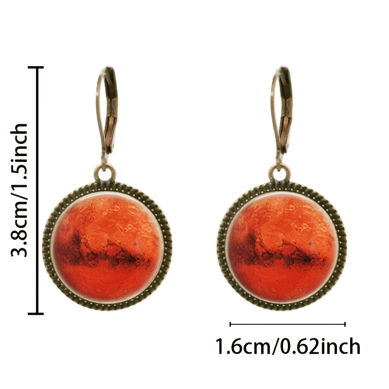 2pcs Classic Pendant Earrings Set, Orange-Red Pattern