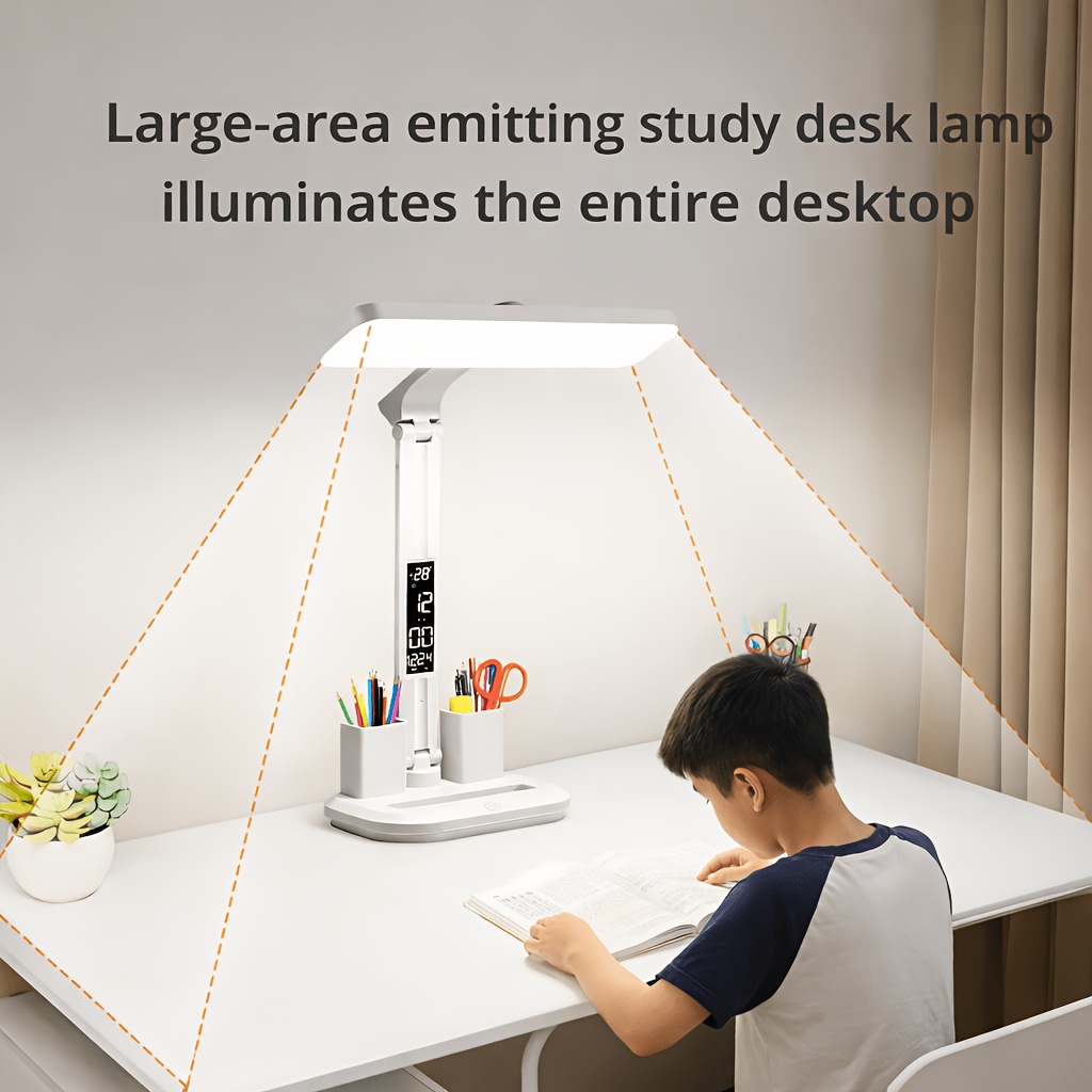 nueva lámpara de escritorio led 2026, iluminación de área  , control táctil, 3   de color,   usb, lámpara de escritorio plegable con pantalla y soporte para bolígrafo, lámpara de mesa para estudio y lectura
