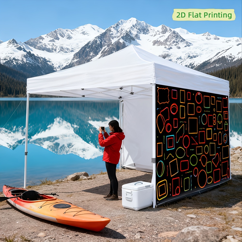 Portable Outdoor Sun Shelter with Neon Geometric Sidewalls