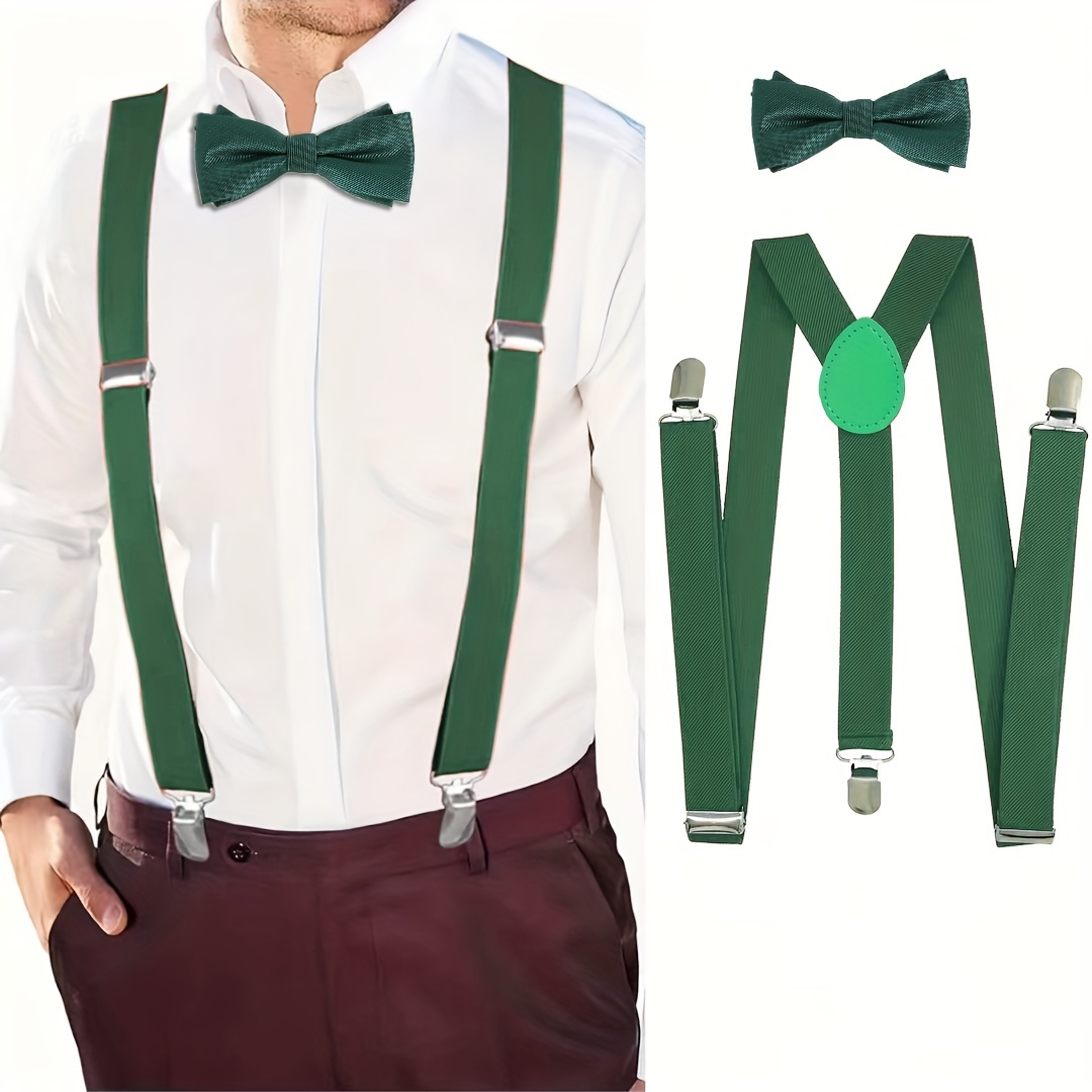 1set Tuxedo Bow Tie And Suspender Set Adjustable Mens Bow Ties And Y Shape  Suspenders For Wedding And Any Occasion Ideal Choice For Gifts, Check Out  Today's Deals Now