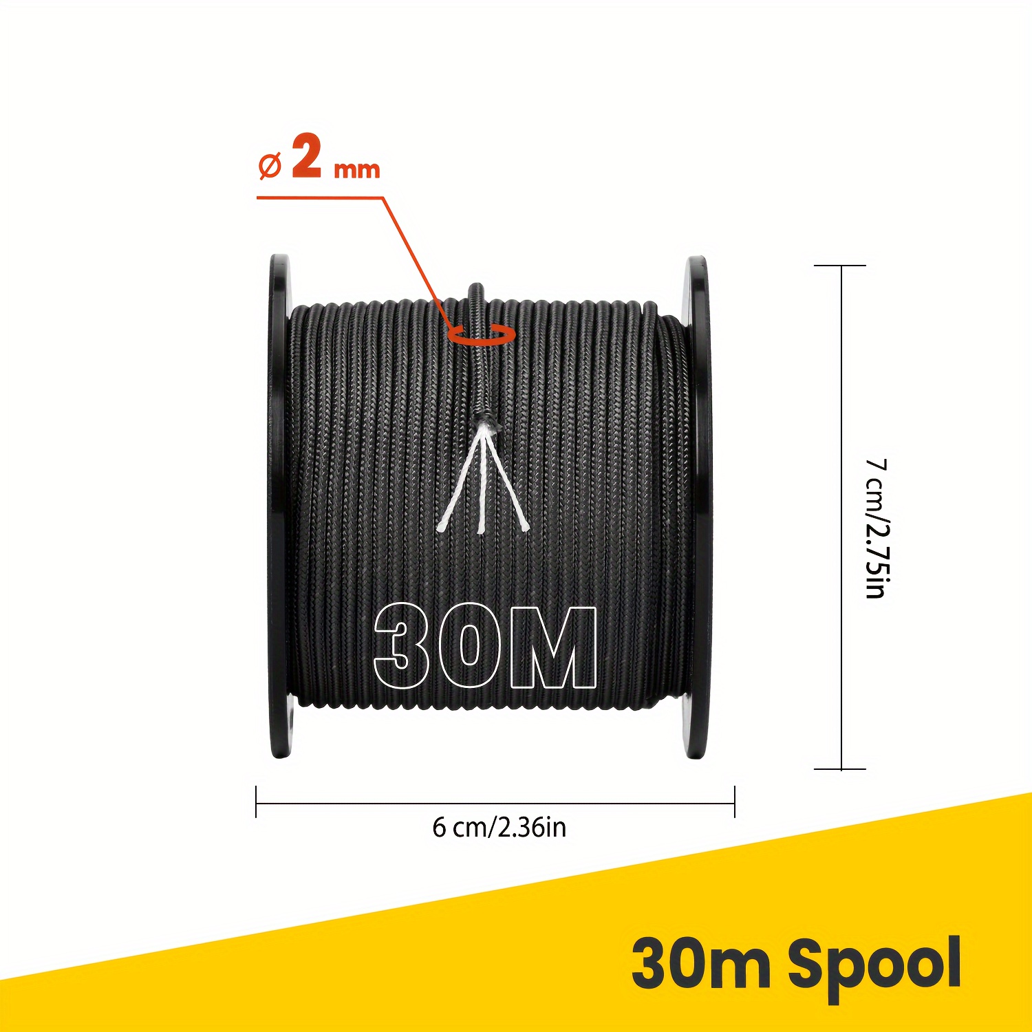 100% Nylon Rope, 30M Length, 2mm Thick for Outdoor Projects