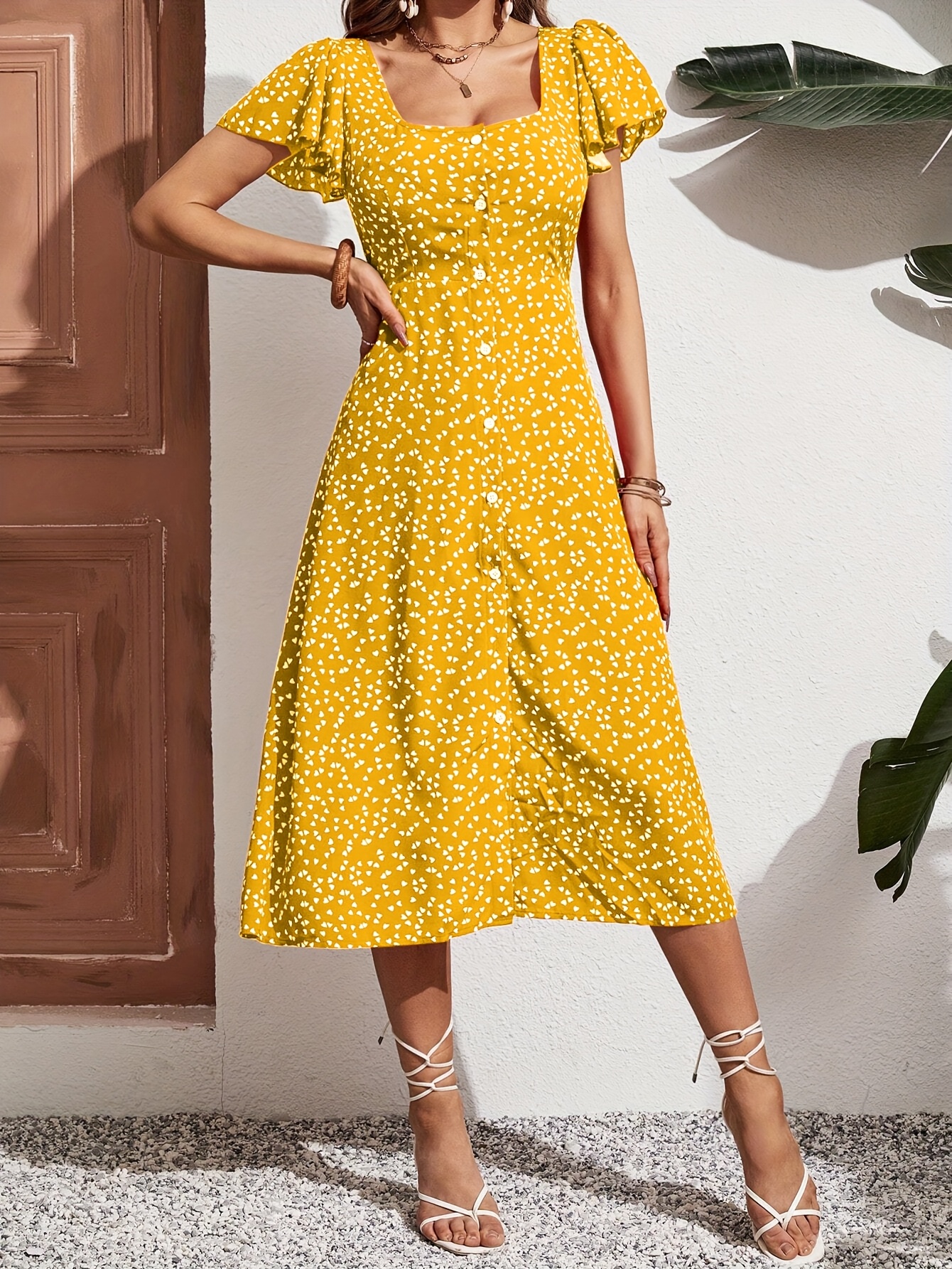Casual Dress Styles Spring Dresses For Older Women Womens Floral Neck  Button Front A Line Dress