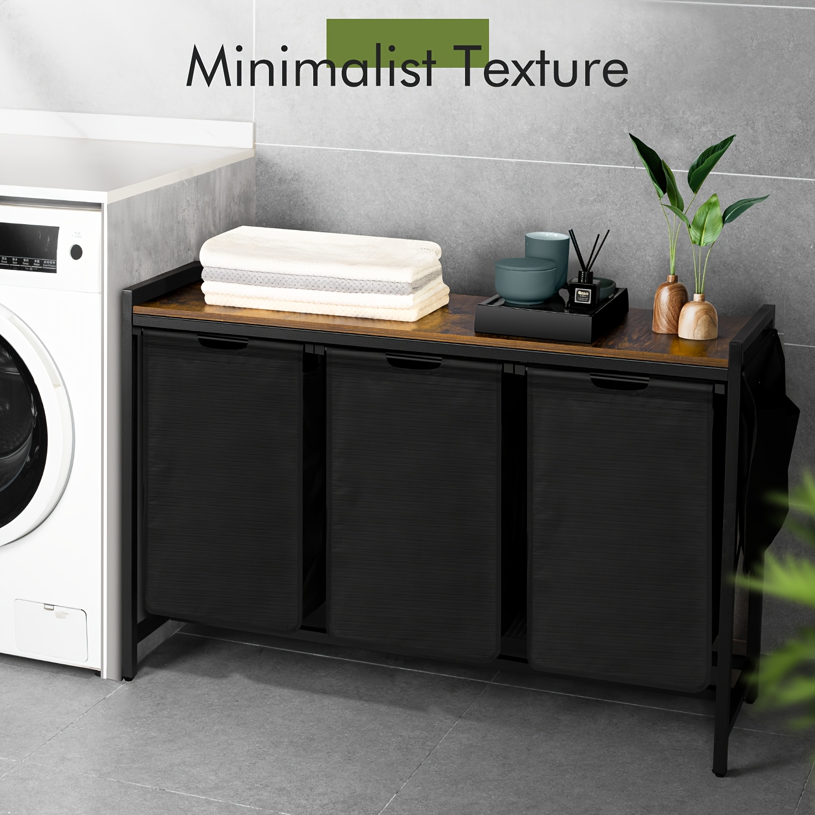 TEMU Laundry Hamper, Laundry Basket, Laundry Sorter With3 Pull-laundry Basket With Stand, Laundry Basket With Wheels, 104*70cm, Oxford Cloth Laundry