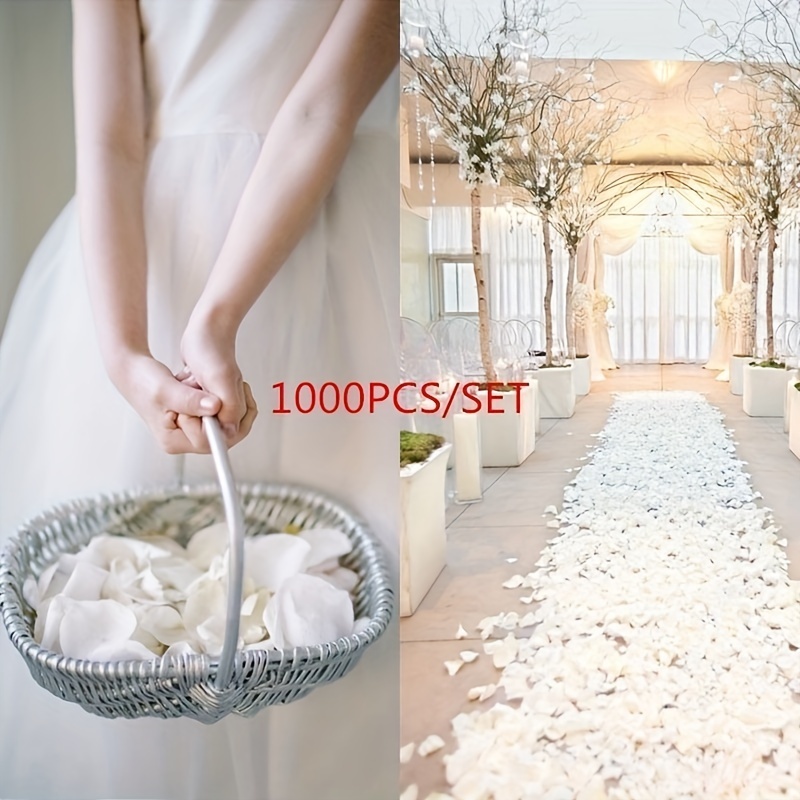 

1000pcs White Silk Flowers, Artificial Rose Petals, Wedding Party Decoration, Wedding Supplies, Party Supplies, Valentine's Day Decor Supplies, Home Decor, Room Decor
