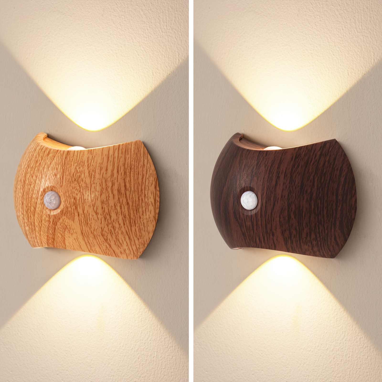 Lámpara de pared LED recargable con sensor de movimiento | Lámpara de noche inteligente para dormitorio, residencia estudiantil, escaleras, armario, encendido/apagado automático, recargable por USB, estilo moderno