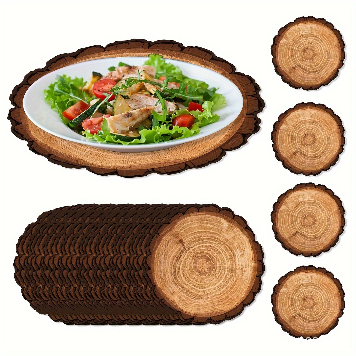 TEMU 10pcs Wood Grain Disposable Placemats For Parties & Events - Perfect For Birthdays, Weddings, And Home Decor