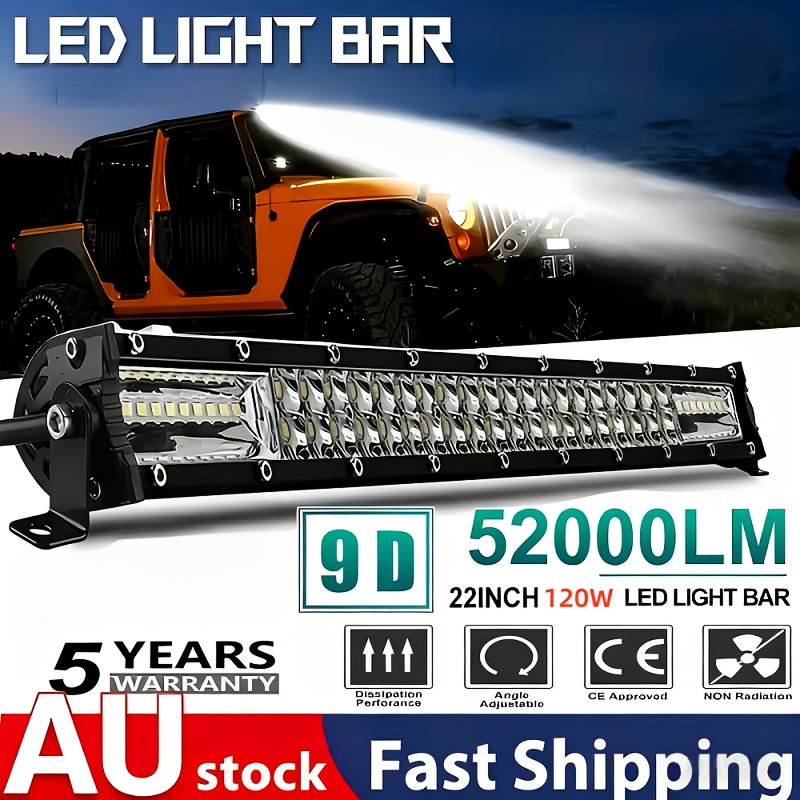 TEMU Ultra-thin11/22-inch Led Dual-row Off-road Lights, Durable Aluminum Housing, For Off-road, Atvs, Boats, Without Battery