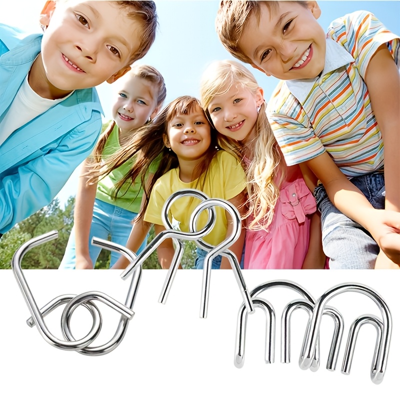 9pcs Metal Unlock Link Game with Puzzles and Storage Box