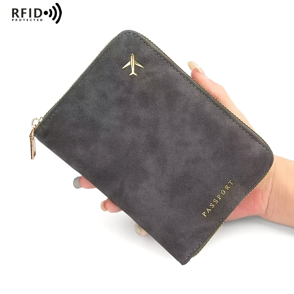 TEMU Women's New Lightweight And Portable Frosted European And 's License Passport Bag, Rfid Blocking Zipper Secure Opening And Closing