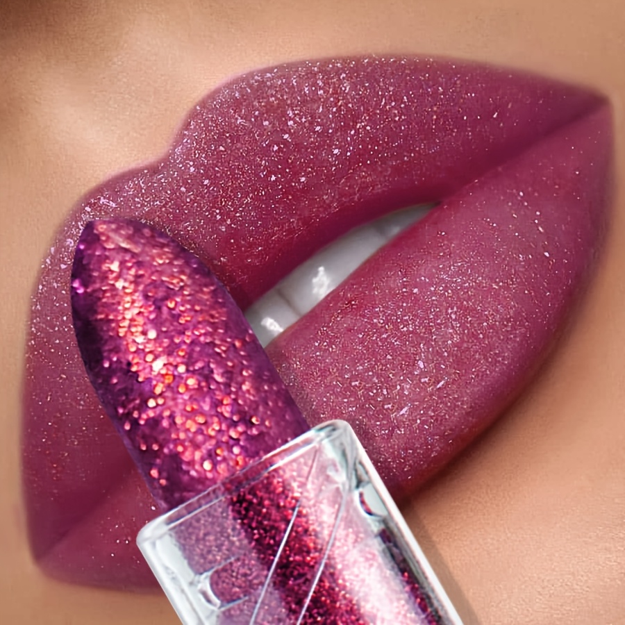 Shimmering Pearlescent Lipstick, Waterproof, Long-lasting Makeup, Shimmering, Reddish Purple, Lipstick, Lip Glaze, Lip Gloss
