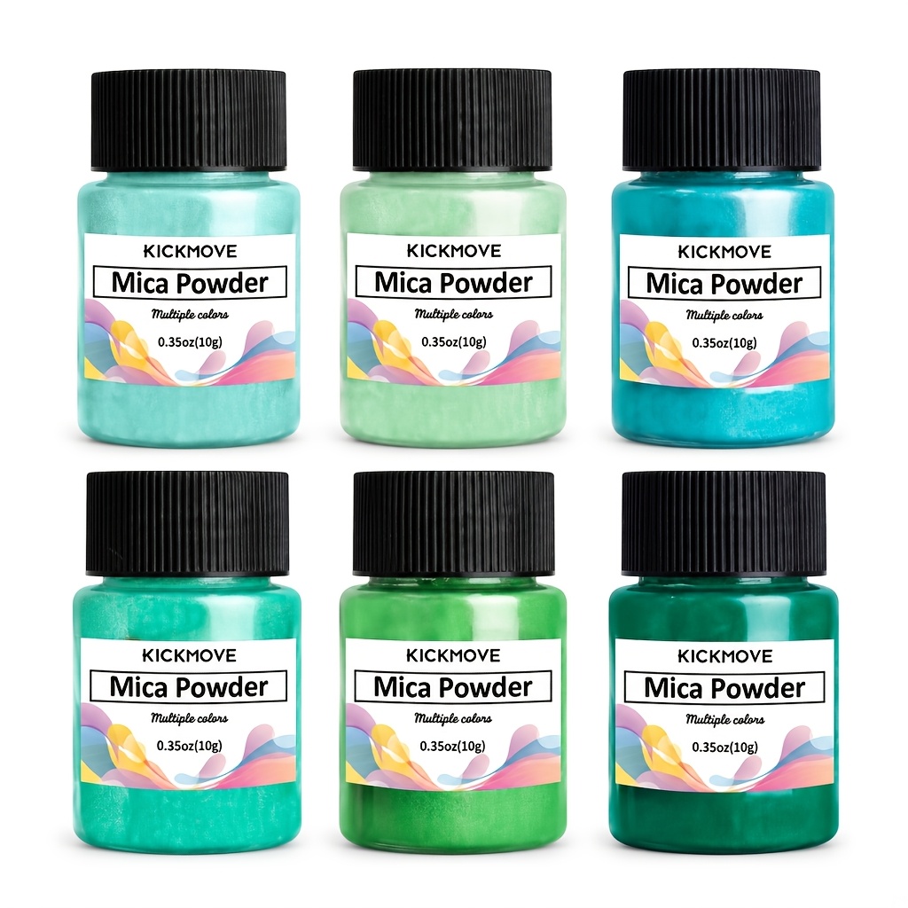 Image of Green Pearlescent Mica Powder Set, 6 Color Shimmer Powders For Resin Crafts And Handmade Art