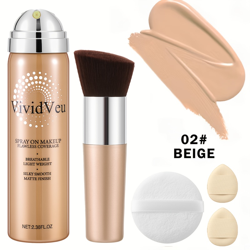 Cushion Foundation High - Coverage Creamy Matte Spray Foundation Set Suitable For Mature Skin, No-makeup Look #naturalshade