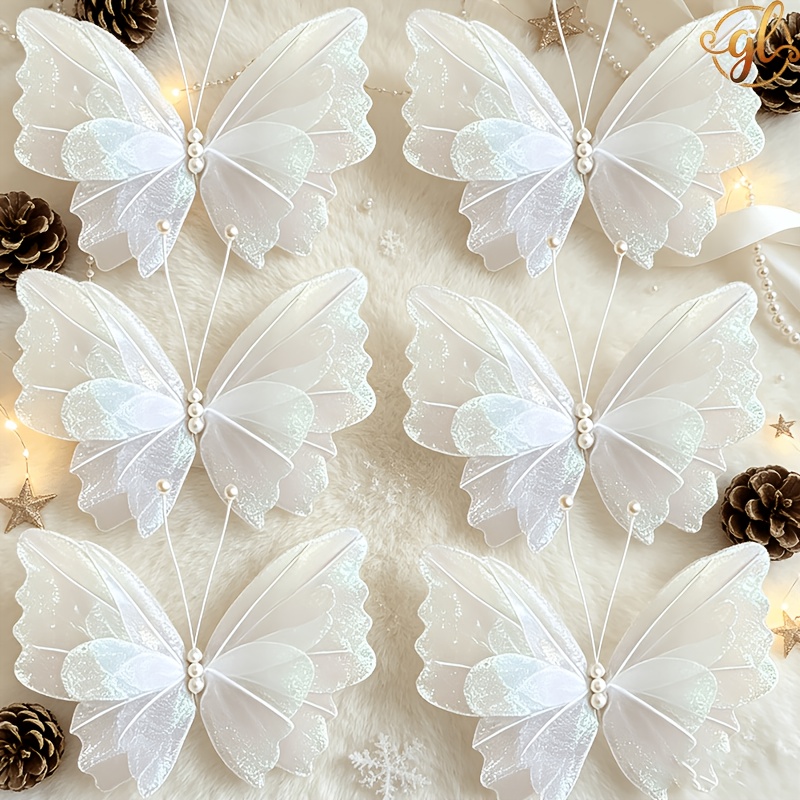 TEMU 6-pack 37cm Large Iridescent Glitter Organza Hanging Decorations, 4 Pastel Colors, Floating Ornaments For Wedding Reception Desk Bridal Shower