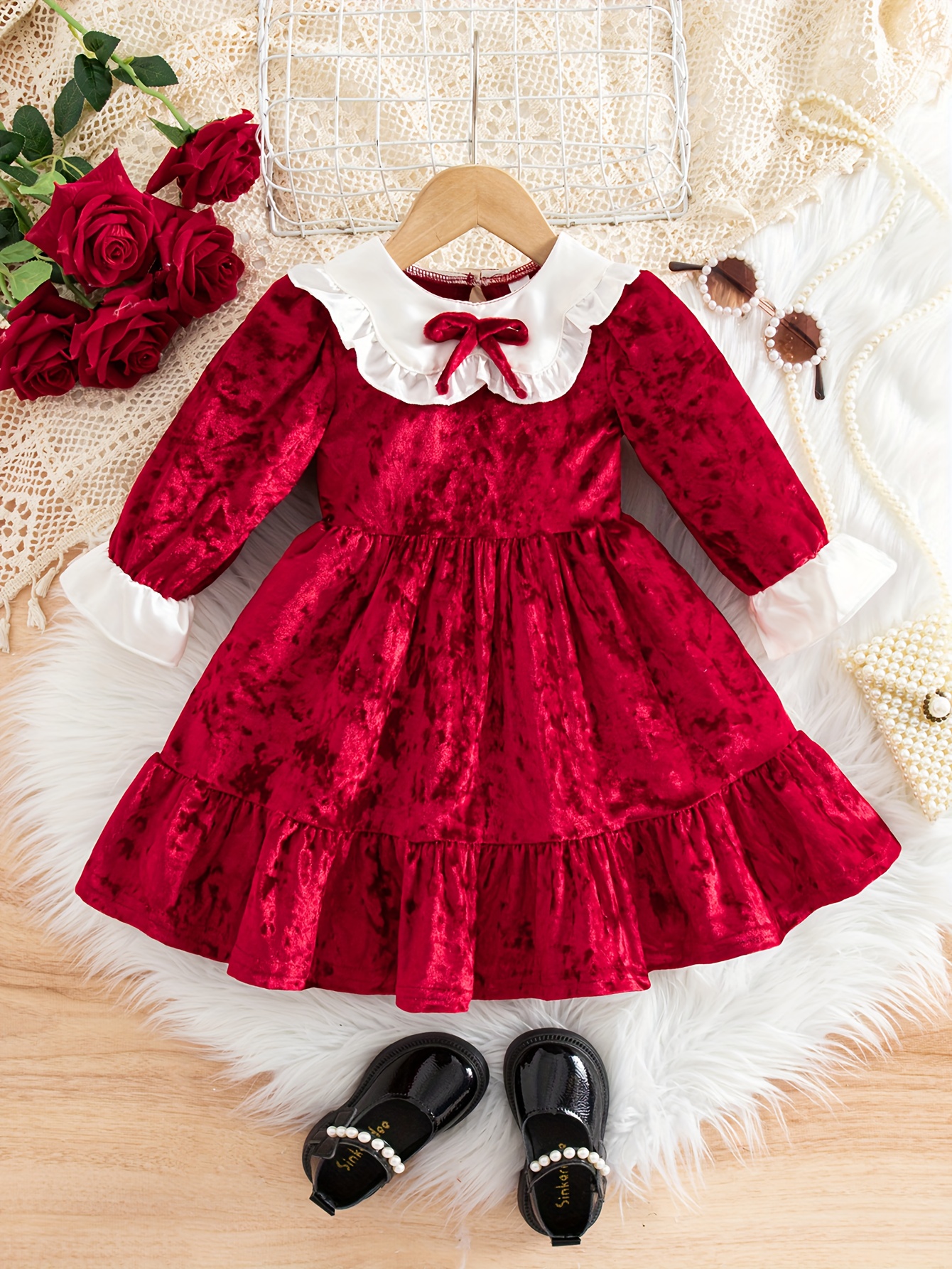 white christmas dresses Kissy Kissy Girls Red Velour Santa Dress main image 0