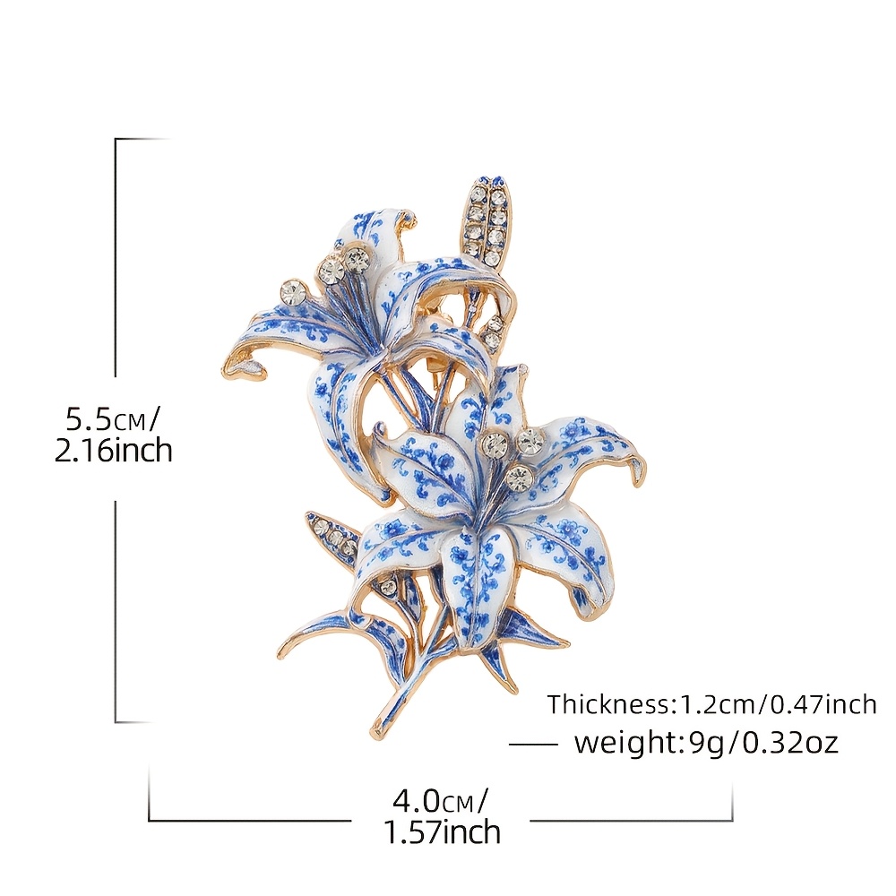 Double Lily Flower Brooch Pin, Vintage Floral Design