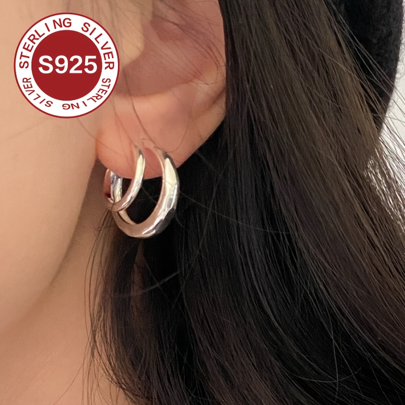 

Boucles d'Oreilles Élégantes en Argent 925 en de C Double - Hypoallergéniques, d' Décontractée & Spéciales - Cadeau Boîte de Rangement -Tarnissage