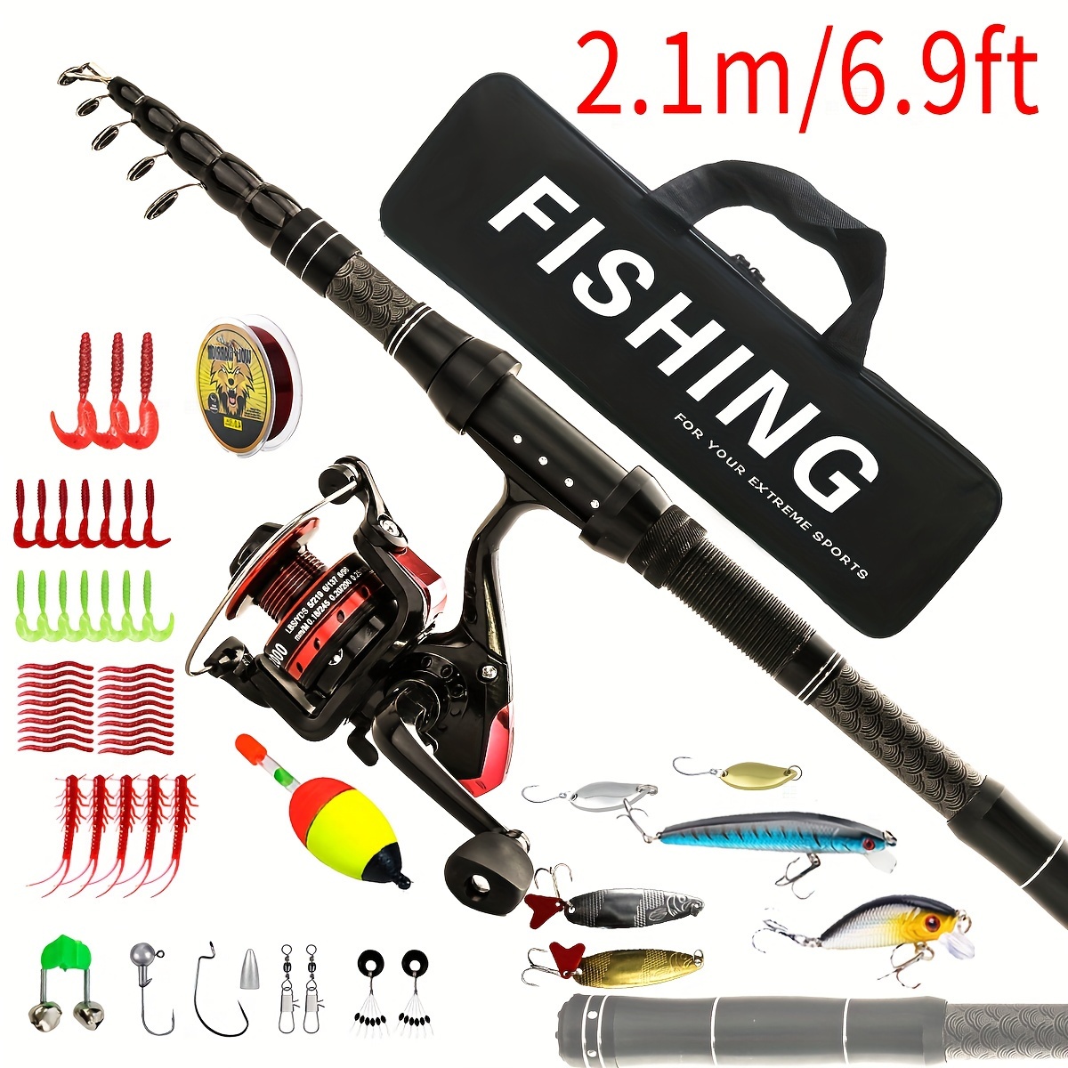 Telescopic Rods A 5.2:1 Gear Ration Spinning Reel Fishing - Temu